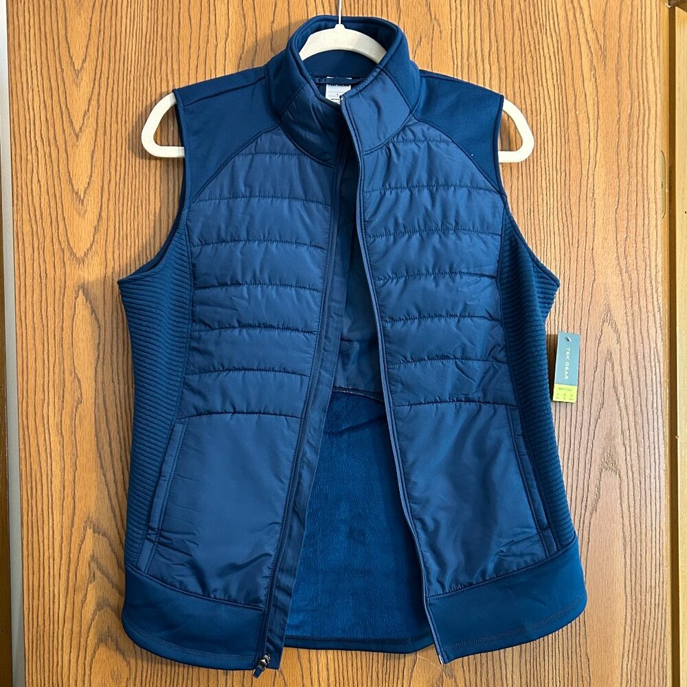 Tech Gear Teal Puffer Vest Women’s Large Lightweight Zip Front NWT